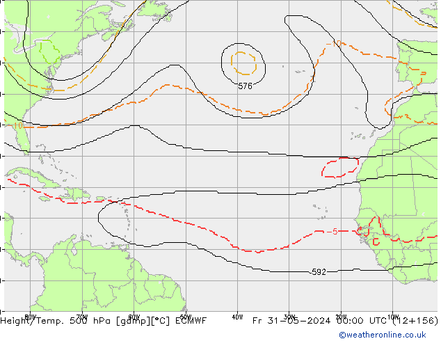 Height/Temp. 500 гПа ECMWF пт 31.05.2024 00 UTC