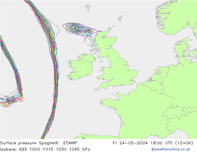 pression de l'air Spaghetti ECMWF ven 24.05.2024 18 UTC