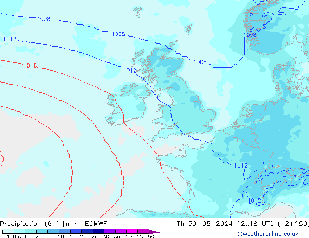 Précipitation (6h) ECMWF jeu 30.05.2024 18 UTC