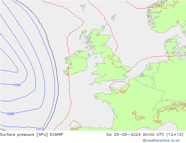 Surface pressure ECMWF Sa 25.05.2024 00 UTC