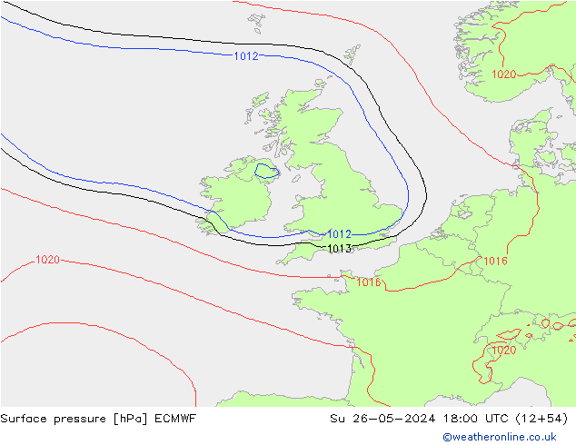 pressão do solo ECMWF Dom 26.05.2024 18 UTC