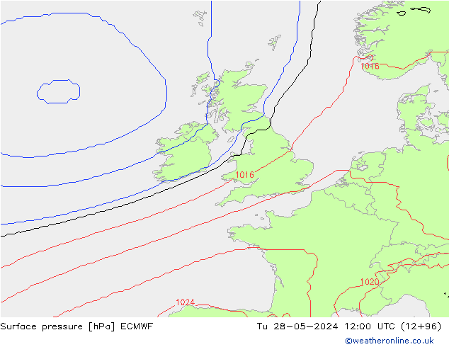 Presión superficial ECMWF mar 28.05.2024 12 UTC