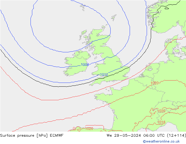 Luchtdruk (Grond) ECMWF wo 29.05.2024 06 UTC