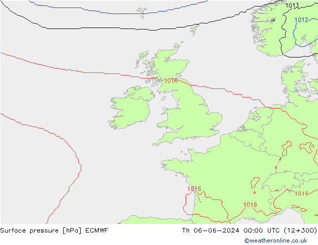 Pressione al suolo ECMWF gio 06.06.2024 00 UTC