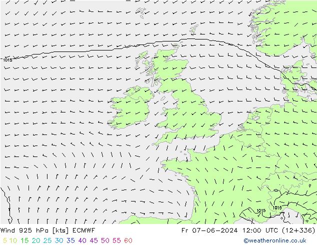 Wind 925 hPa ECMWF Fr 07.06.2024 12 UTC