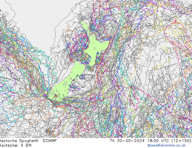 Isotachs Spaghetti ECMWF jeu 30.05.2024 18 UTC