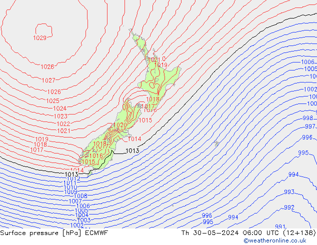 Surface pressure ECMWF Th 30.05.2024 06 UTC