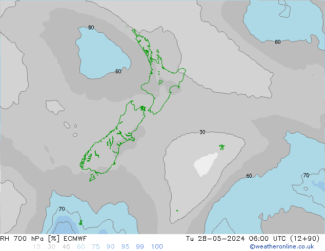 RH 700 hPa ECMWF Ter 28.05.2024 06 UTC