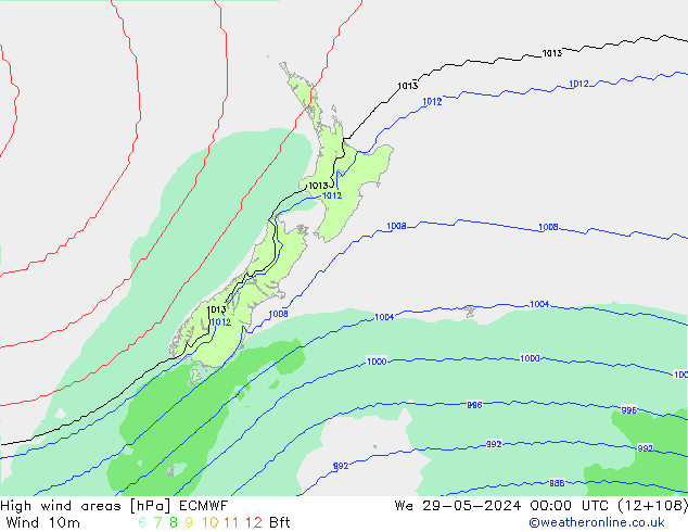 High wind areas ECMWF ср 29.05.2024 00 UTC