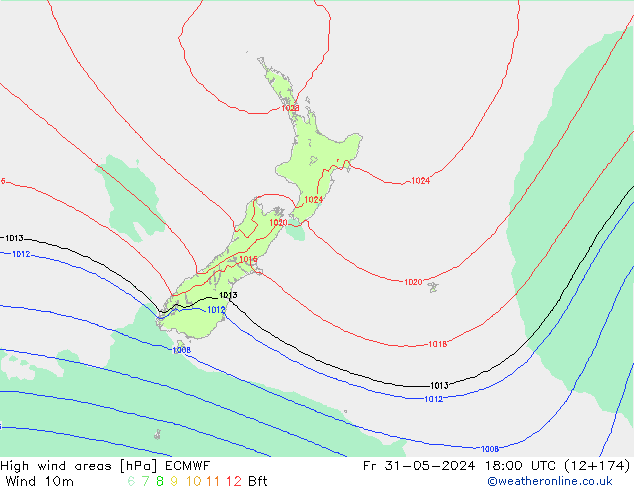 High wind areas ECMWF ven 31.05.2024 18 UTC