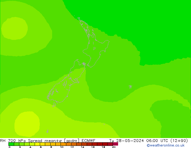 RH 700 hPa Spread ECMWF  28.05.2024 06 UTC