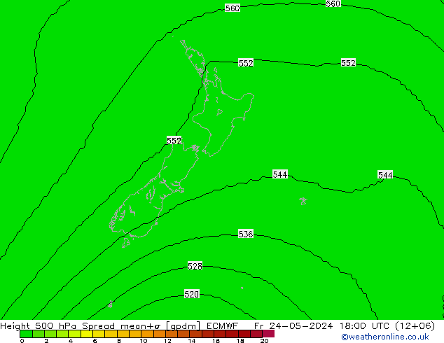 Height 500 hPa Spread ECMWF Pá 24.05.2024 18 UTC