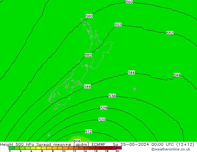 Height 500 hPa Spread ECMWF So 25.05.2024 00 UTC