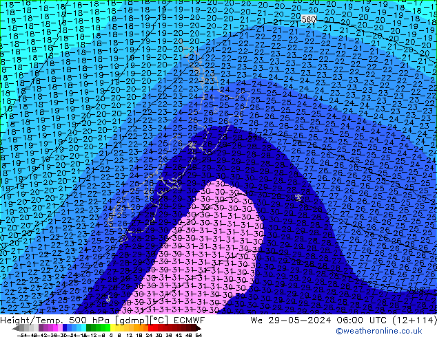 Height/Temp. 500 hPa ECMWF  29.05.2024 06 UTC