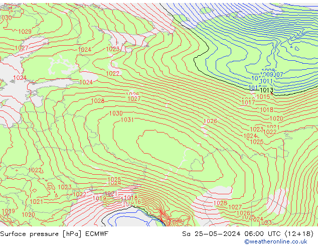 Surface pressure ECMWF Sa 25.05.2024 06 UTC