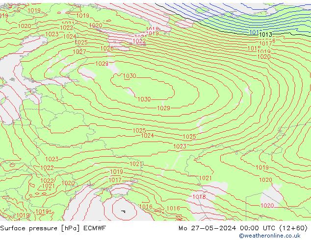 ciśnienie ECMWF pon. 27.05.2024 00 UTC