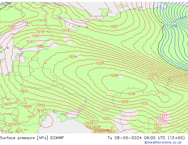 Presión superficial ECMWF mar 28.05.2024 06 UTC