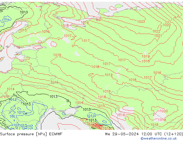 pressão do solo ECMWF Qua 29.05.2024 12 UTC