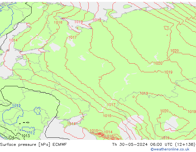ciśnienie ECMWF czw. 30.05.2024 06 UTC