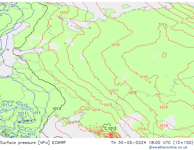 Surface pressure ECMWF Th 30.05.2024 18 UTC