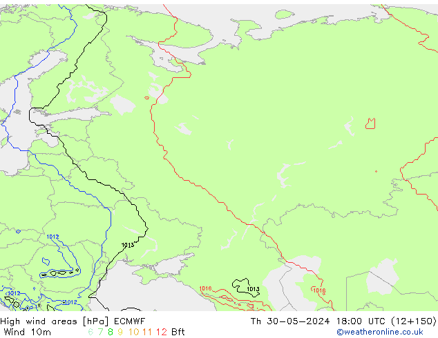 yüksek rüzgarlı alanlar ECMWF Per 30.05.2024 18 UTC