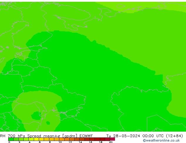 RH 700 hPa Spread ECMWF Tu 28.05.2024 00 UTC