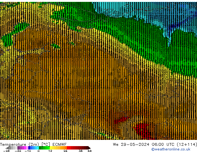 Temperatura (2m) ECMWF Qua 29.05.2024 06 UTC