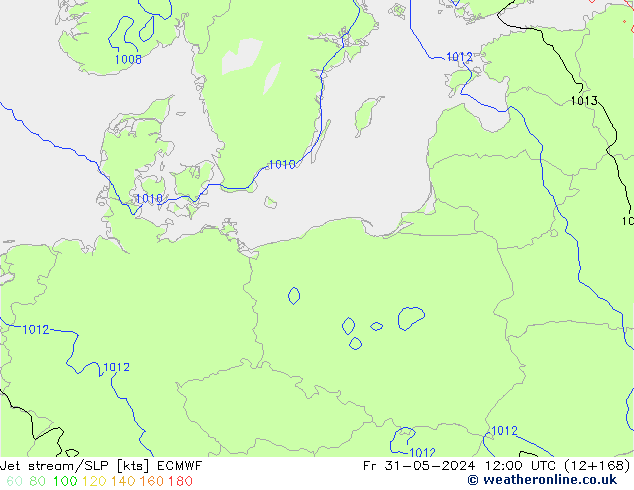 Jet stream ECMWF Sex 31.05.2024 12 UTC