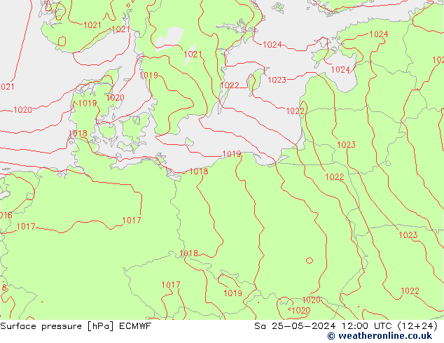 ciśnienie ECMWF so. 25.05.2024 12 UTC