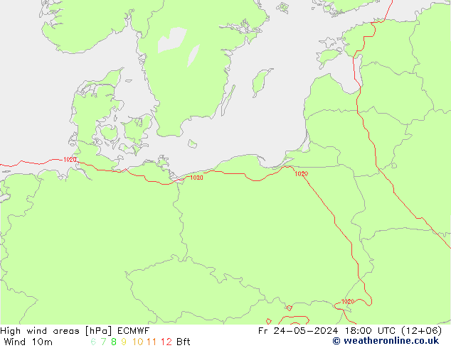 High wind areas ECMWF ven 24.05.2024 18 UTC