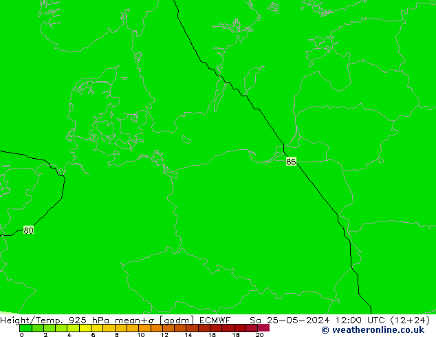 Geop./Temp. 925 hPa ECMWF sáb 25.05.2024 12 UTC