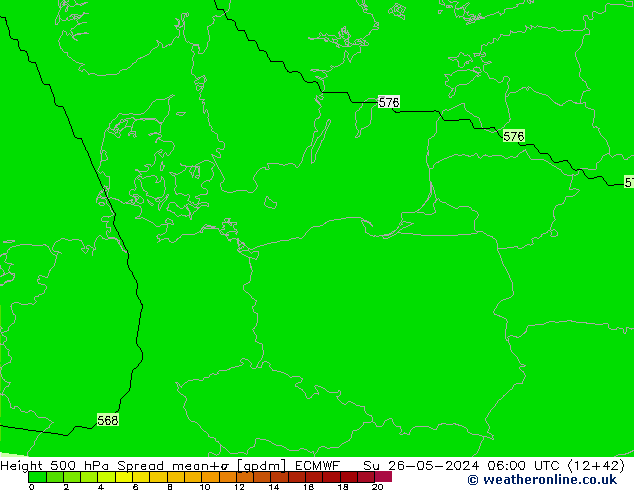 Height 500 hPa Spread ECMWF dom 26.05.2024 06 UTC