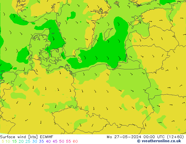 Rüzgar 10 m ECMWF Pzt 27.05.2024 00 UTC