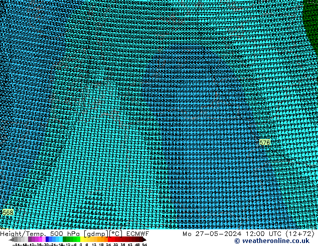 Height/Temp. 500 hPa ECMWF Mo 27.05.2024 12 UTC