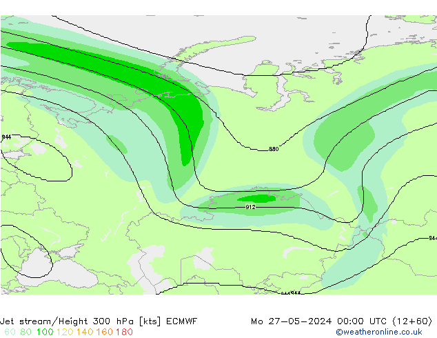 Jet stream/Height 300 hPa ECMWF Mo 27.05.2024 00 UTC