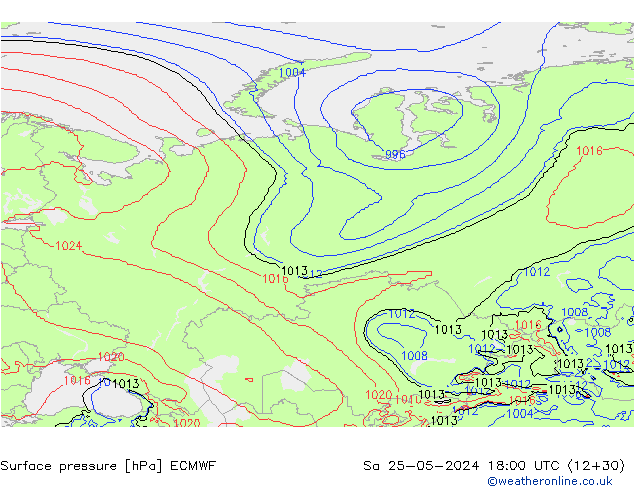 ciśnienie ECMWF so. 25.05.2024 18 UTC