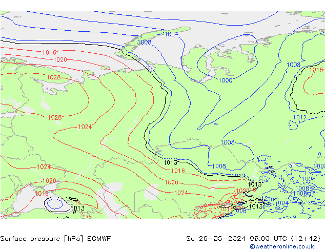 Surface pressure ECMWF Su 26.05.2024 06 UTC