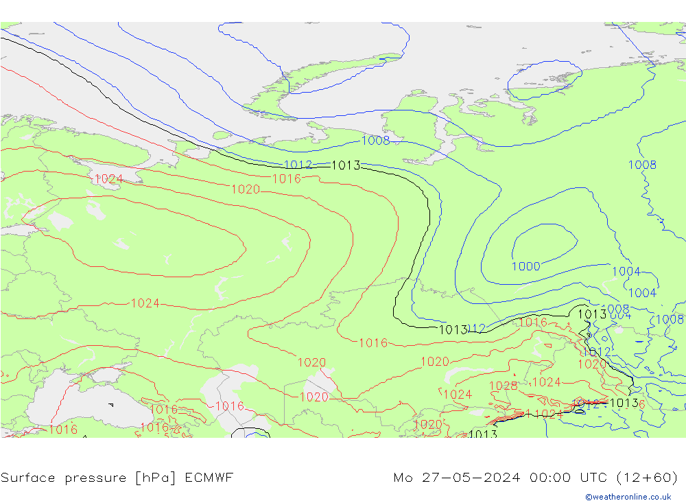 Surface pressure ECMWF Mo 27.05.2024 00 UTC