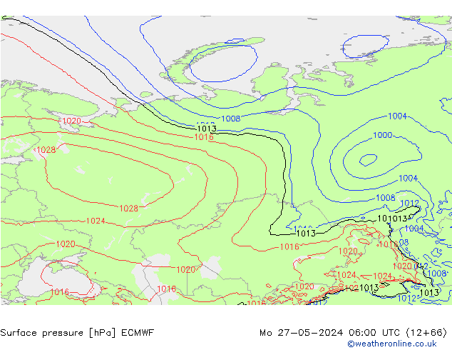 Surface pressure ECMWF Mo 27.05.2024 06 UTC