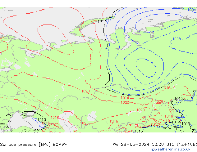 Luchtdruk (Grond) ECMWF wo 29.05.2024 00 UTC