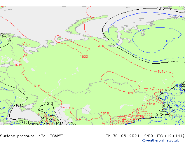 Surface pressure ECMWF Th 30.05.2024 12 UTC