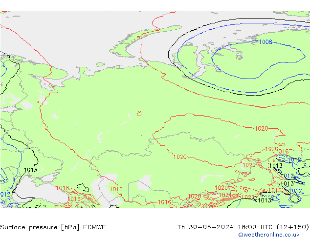 Surface pressure ECMWF Th 30.05.2024 18 UTC