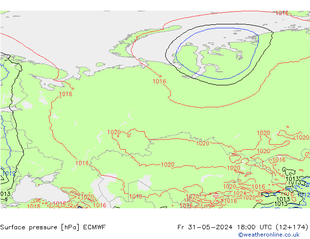 Surface pressure ECMWF Fr 31.05.2024 18 UTC