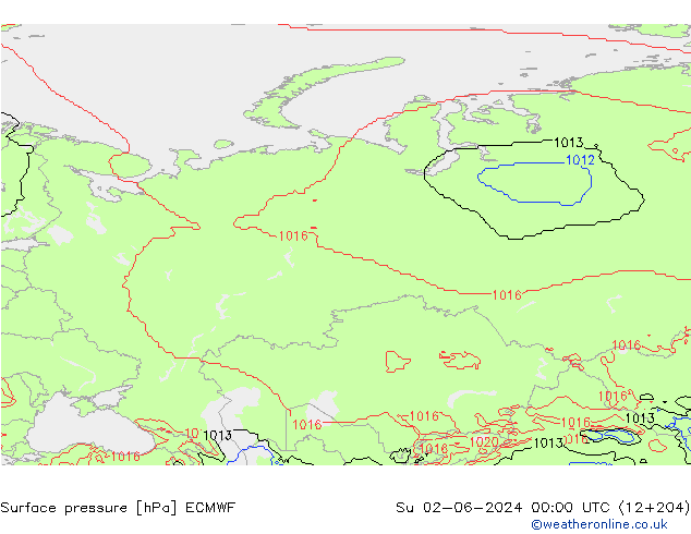 Yer basıncı ECMWF Paz 02.06.2024 00 UTC