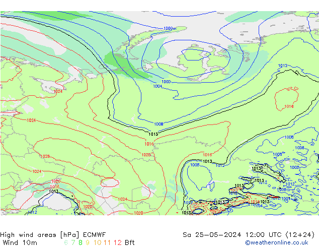 High wind areas ECMWF So 25.05.2024 12 UTC