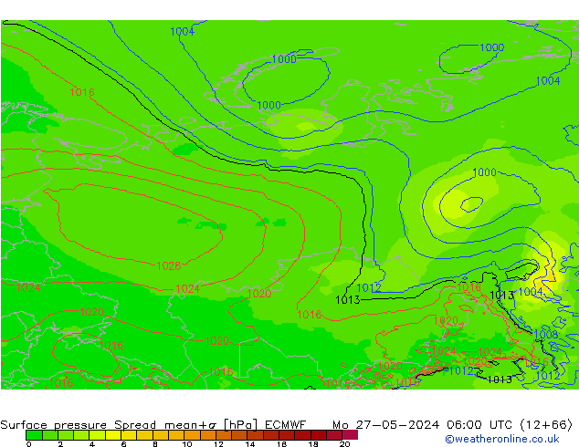 pressão do solo Spread ECMWF Seg 27.05.2024 06 UTC