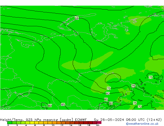 Height/Temp. 925 hPa ECMWF Su 26.05.2024 06 UTC