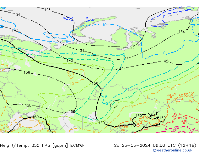 Hoogte/Temp. 850 hPa ECMWF za 25.05.2024 06 UTC