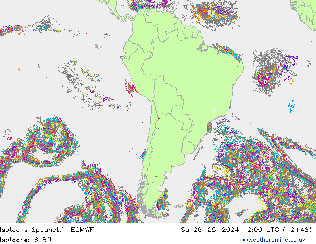 Isotachs Spaghetti ECMWF Dom 26.05.2024 12 UTC