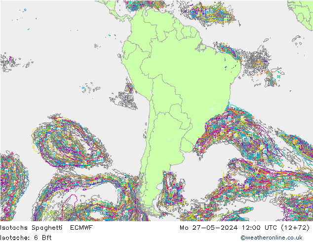 Isotachs Spaghetti ECMWF Mo 27.05.2024 12 UTC